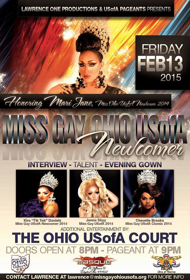Show Ad | Miss Gay Ohio USofA Newcomer | Masque Night Club (Dayton, Ohio) | 2/13/2015