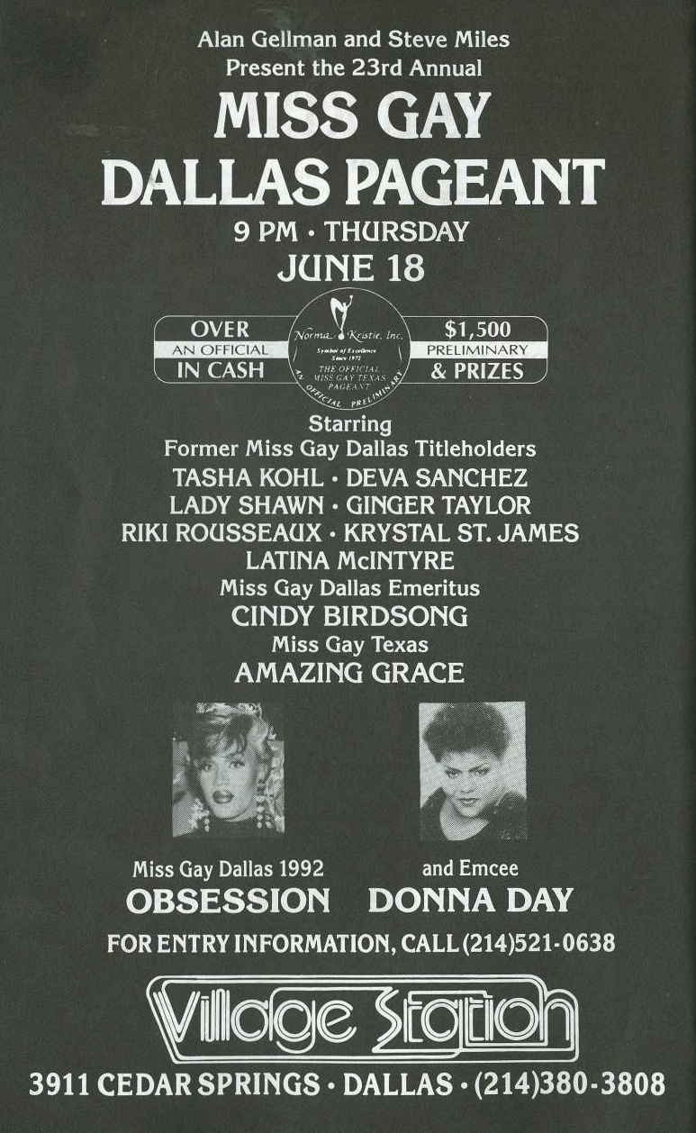 Show Ad | Miss Gay Dallas America | Village Station (Dallas, Texas) | 6/18/1992