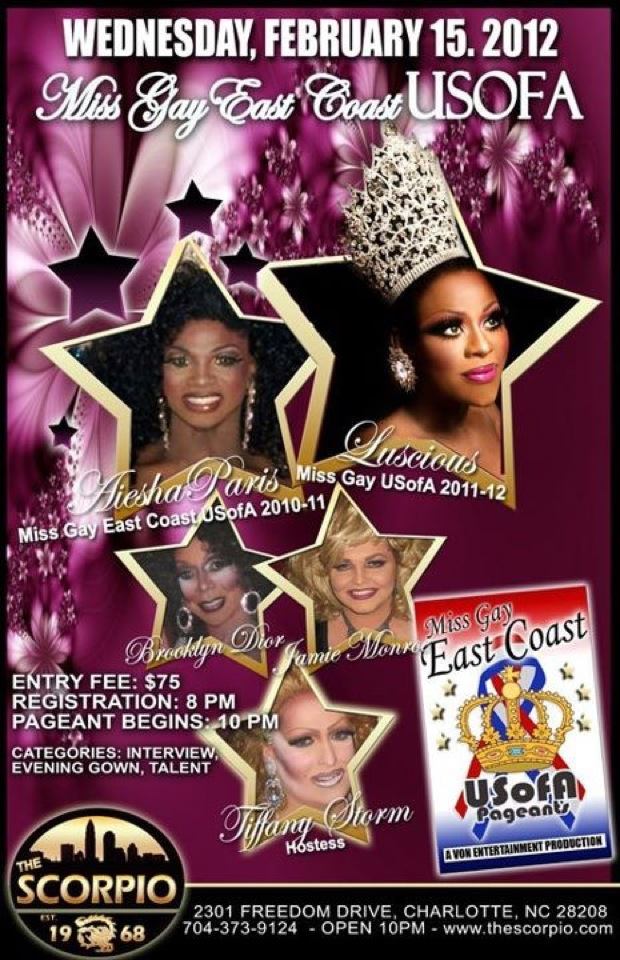 Show Ad | Miss Gay East Coast USofA | Scorpio (Charlotte, North Carolina) | 2/15/2012