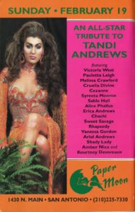 Show Ad | Tribute to Tandi Andrews | Paper Moon (San Antonio, Texas) | 2/19/1995