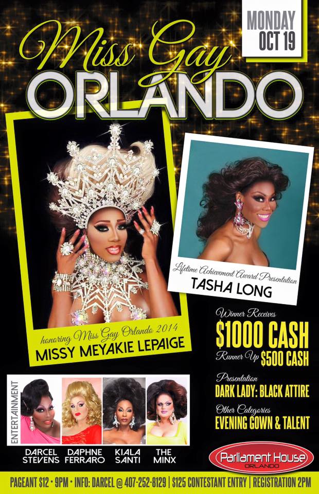 Show Ad | Miss Gay Orlando | Parliament House (Orlando, Florida) | 10/19/2015