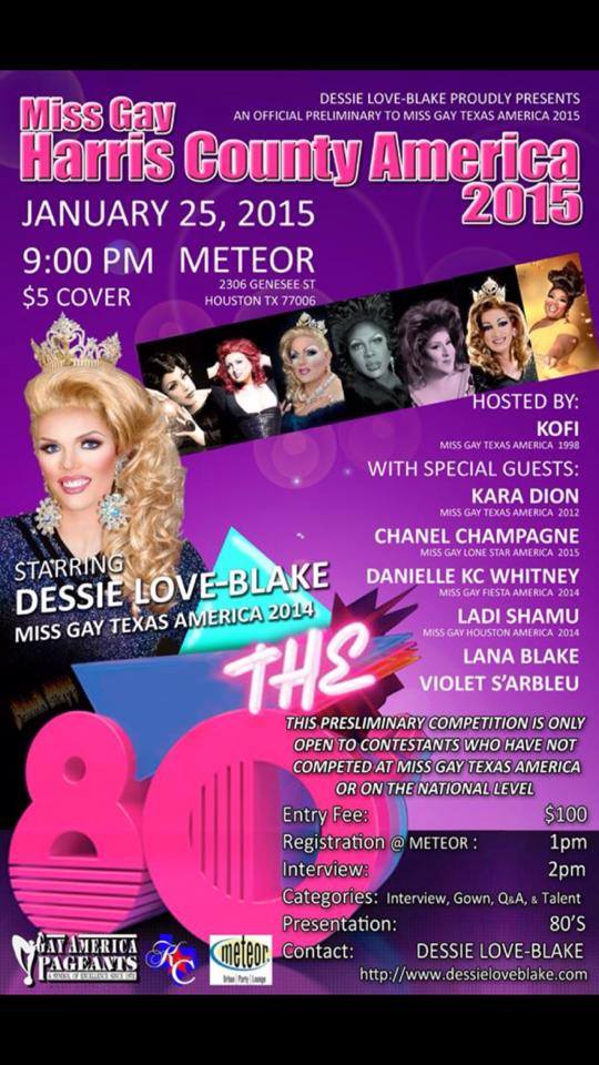 Show Ad | Miss Gay Harris County America | Meteor (Houston, Texas) | 1/25/2015
