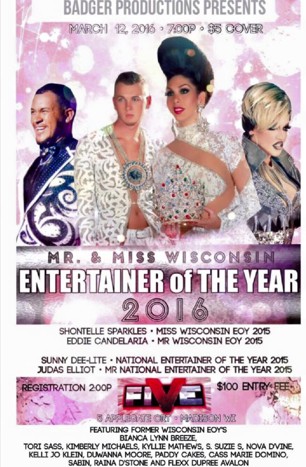 Show Ad | Wisconsin Entertainer of the Year | Five Nightclub (Madison, Wisconsin) | 3/12/2016