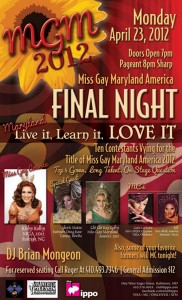 Show Ad | Miss Gay Maryland America | Club Hippo (Baltimore, Maryland) | 4/23/2012