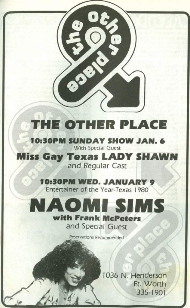 Show Ad | The Other Place (Ft. Worth, Texas) | 1/6-1/9/1980