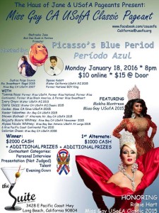 Show Ad | Miss Gay California USofA Classic | The Suite Night Club (Long Beach, California) | 1/18/2016