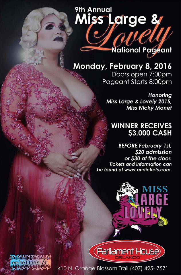Show Ad | Miss Large and Lovely | Parliament House (Orlando, Florida) | 2/8/2016