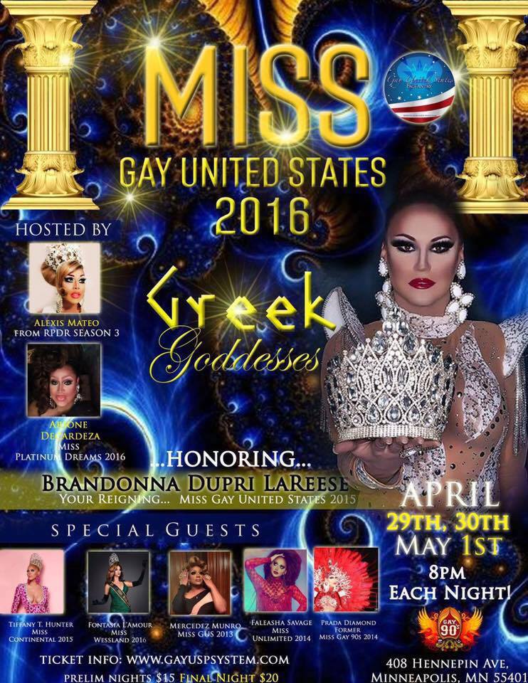 Show Ad | Miss Gay United States | Gay 90's (Minneapolis, Minnesota) | 4/29-5/1/2016