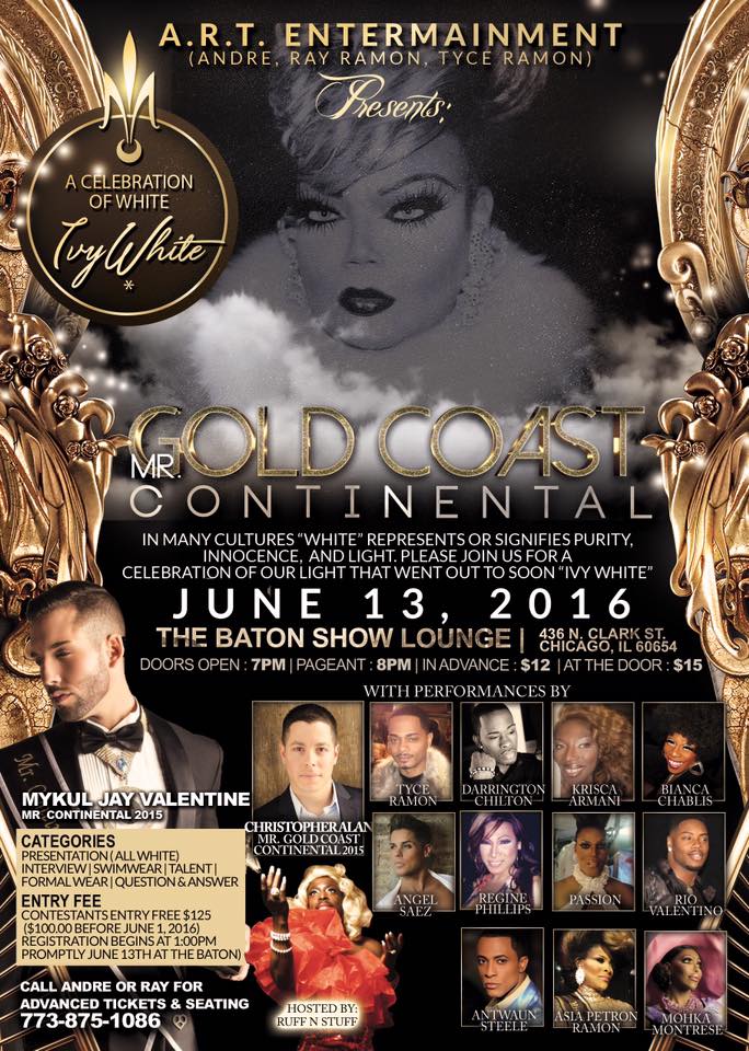 Show Ad | Mr. Gold Coast Continental | The Baton Show Lounge (Chicago, Illinois) | 6/13/2016