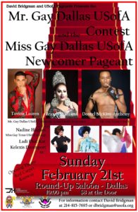 Show Ad | Mr. Gay Dallas USofA and Miss Gay Dallas USofA Newcomer | Round-Up Saloon (Dallas, Texas) | 2/21/2016