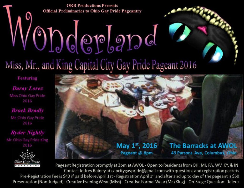 Show Ad | Mr. Miss and King Capital City Gay Pride | The Barracks at AWOL (Columbus, Ohio) | 5/1/2016