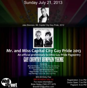 Show Ad | Mr. and Miss Capital City Gay Pride | Wall Street Nightclub (Columbus, Ohio) | 7/21/2013