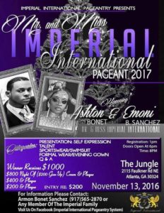 Show Ad | Mr. and Miss Imperial International | The Jungle (Atlanta, Georgia) | 11/13/2016
