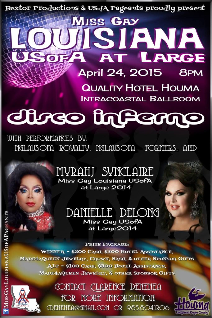Show Ad | Miss Gay Louisiana at Large | Quality Hotel (Houma, Louisiana) | 4/24/2015