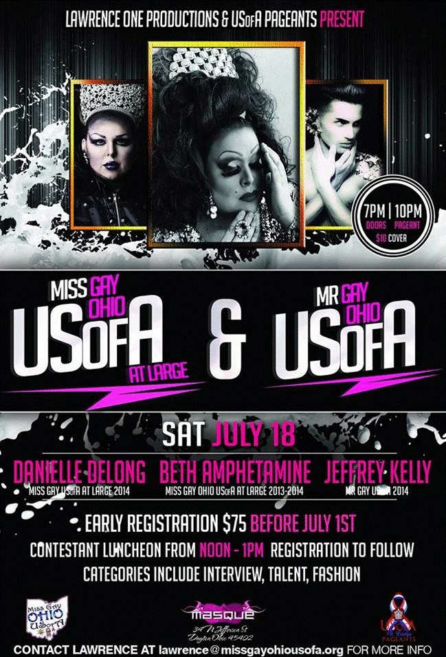 Show Ad | Miss Gay Ohio USofA at Large and Mr. Gay Ohio USofA | Masque Night Club (Dayton, Ohio) | 7/18/2015