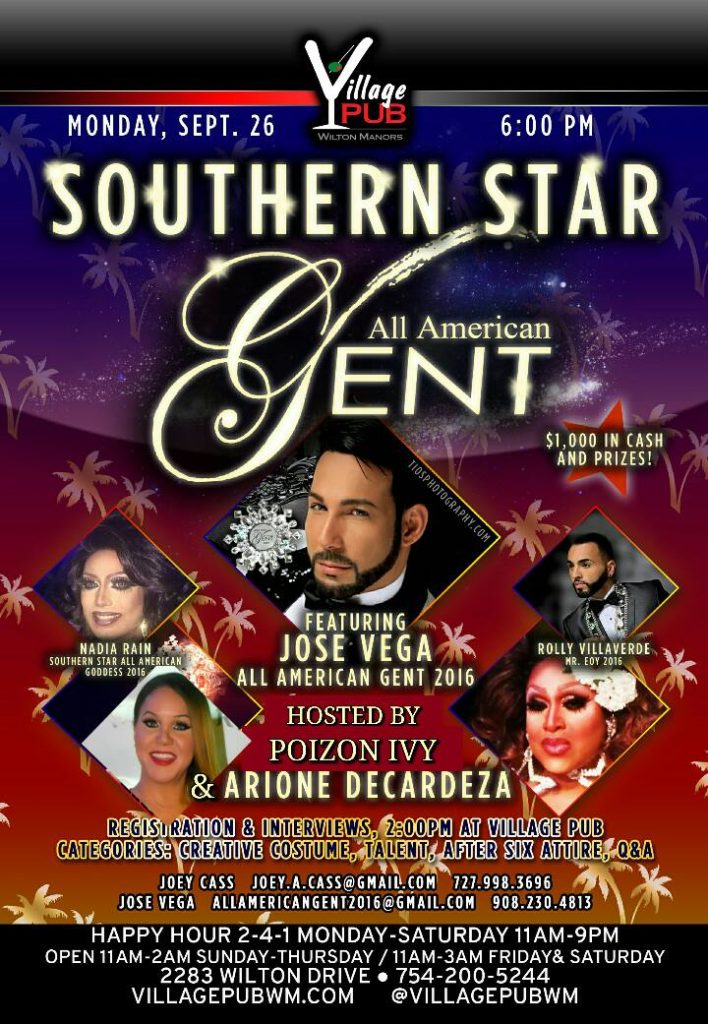 Show Ad | Southern Star All American Gent | Village Pub (Wilton Manors, Florida) | 9/26/2016