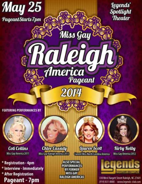 Show Ad | Miss Gay Raleigh America | Legends Nightclub Complex (Raleigh, North Carolina) | 5/25/2014