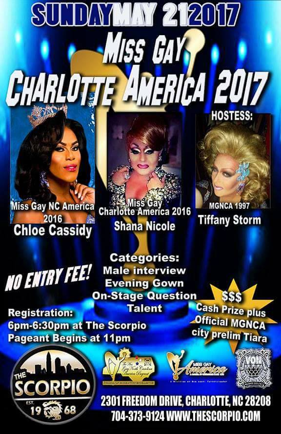Show Ad | Miss Gay Charlotte America | The Scorpio (Charlotte, North Carolina) | 5/21/2017