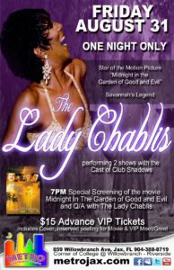 Show Ad | The Lady Chablis | Metro Entertainment Complex (Jacksonville, Florida) | 8/31/2012