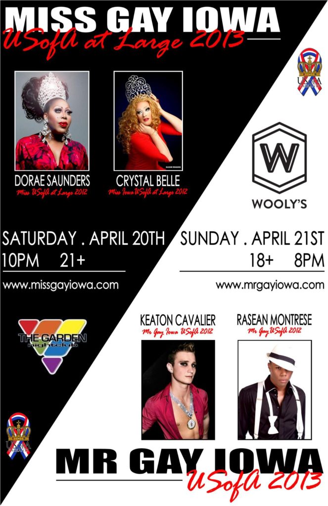Show Ad | Miss Gay Iowa USofa at Large and Mr. Gay Iowa USofA | 4/20-4/21/2013