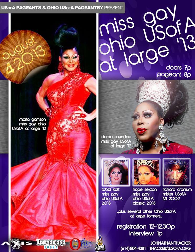 Show Ad | Miss Gay Ohio USofA at Large | Axis Night Club (Columbus, Ohio) | 8/4/2013