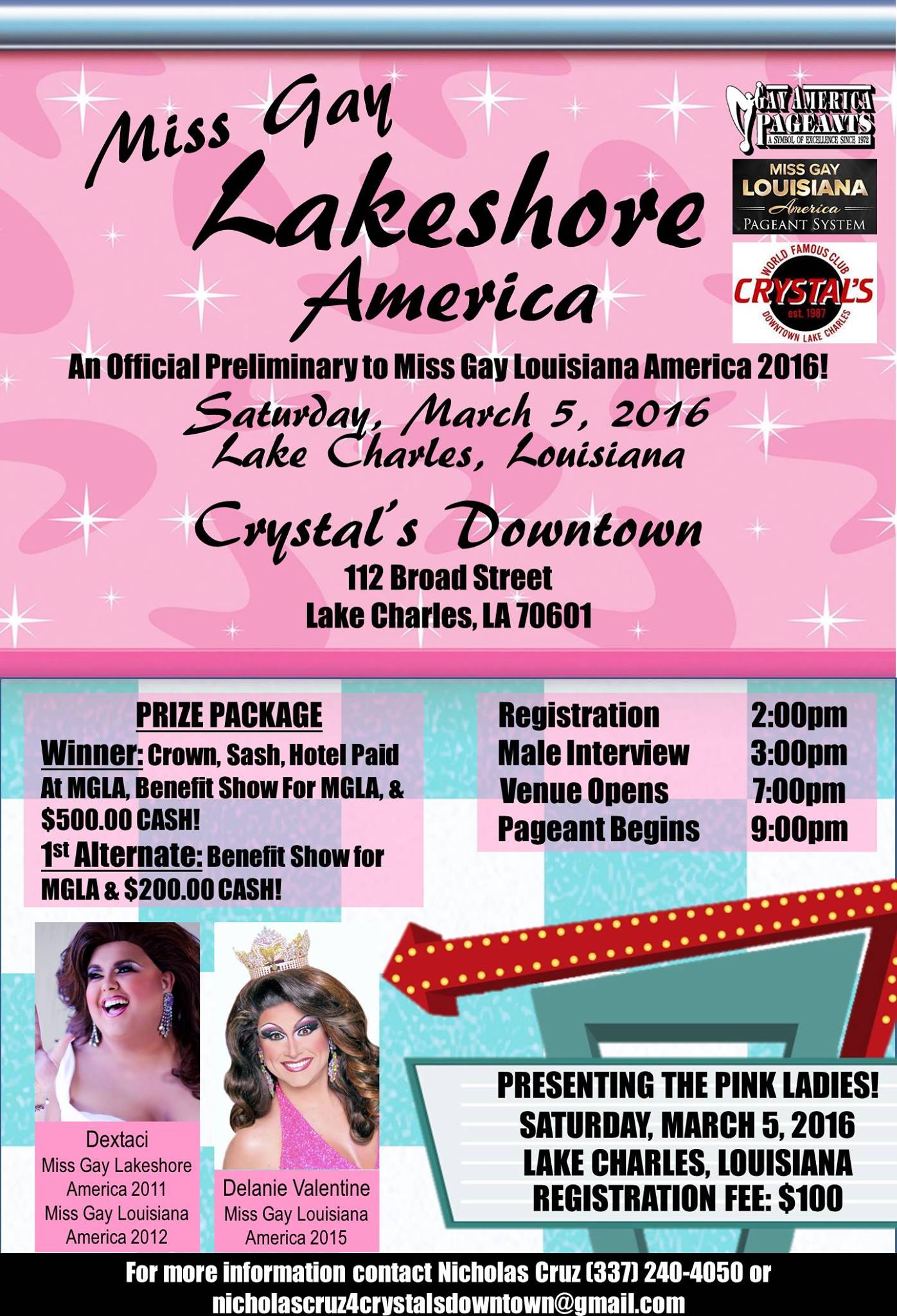 Show Ad | Miss Gay Lakeshore America | Crystal's Downtown (Lake Charles, Louisiana) | 3/5/2016