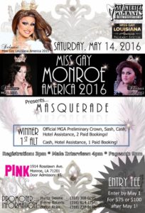 Show Ad | Miss Gay Monroe America | Pink (Monroe, Louisiana) | 5/14/2016