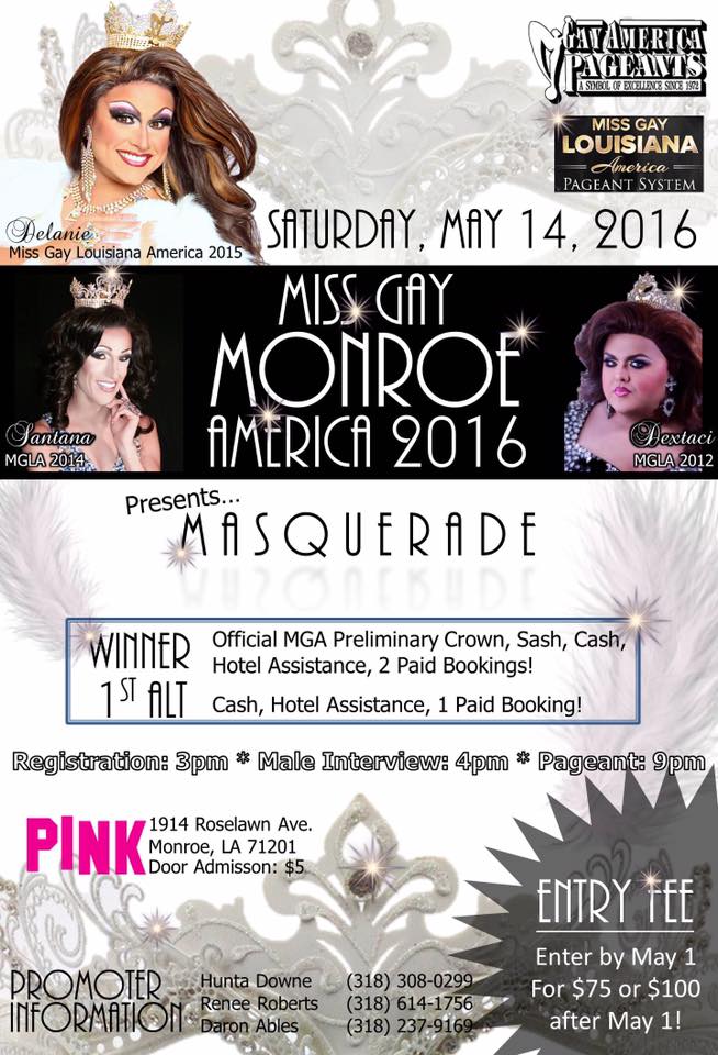 Show Ad | Miss Gay Monroe America | Pink (Monroe, Louisiana) | 5/14/2016