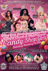 Show Ad | Miss Gay South Central States USofA, USofA Classic and USofA Newcomer | Round Up Saloon (Dallas, Texas) | 2/7/2016
