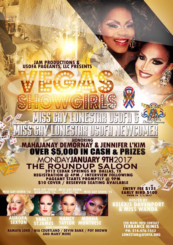 Show Ad | Miss Gay Lonestar USofA and USofA Newcomer | The Roundup Saloon (Dallas, Texas) | 1/9/2017