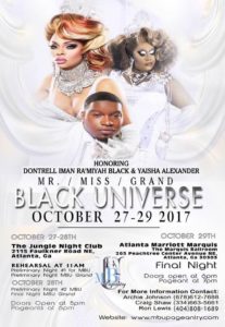 Show Ad | Mr., Miss and Grand Black Universe | The Jungle Night Club & Atlanta Marriott Marquis (Atlanta, Georgia) | 10/27-10/29/2017