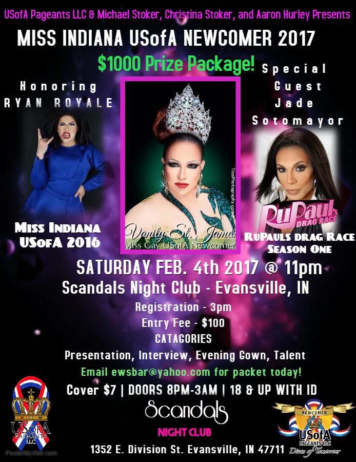 Show Ad | Miss Gay Indiana USofA Newcomer | Scandals (Evansville, Indiana) | 2/4/2017