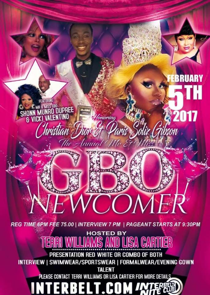 Show Ad | Mr. and Miss Gay Black Ohio Newcomer | Interbelt Nite Club (Akron, Ohio) | 2/5/2017