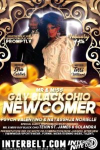 Show Ad | Mr. and Miss Gay Black Ohio Newcomer | Interbelt Nite Club (Akron, Ohio) | 2/11/2018