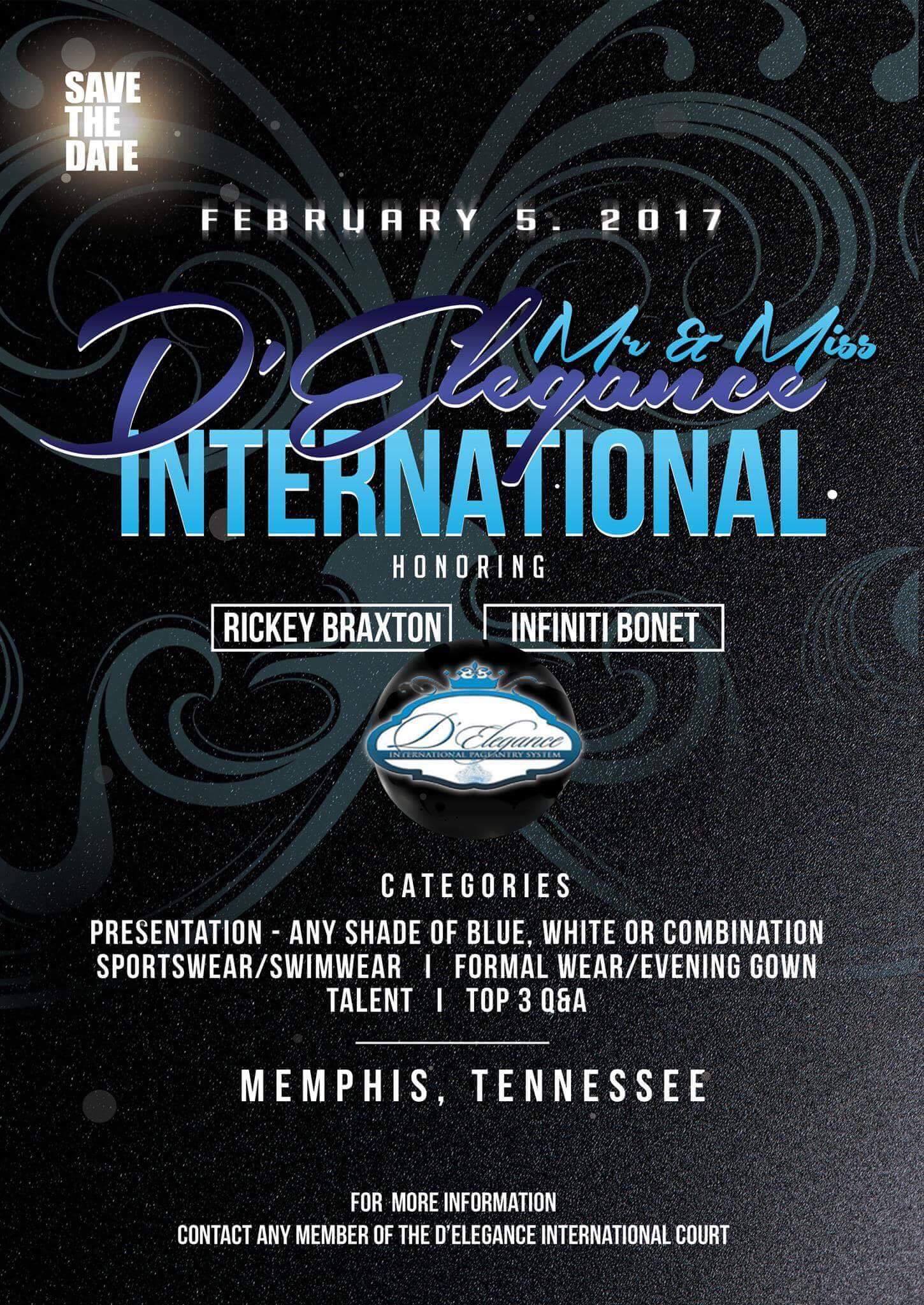 Show Ad | Mr. and Miss D'Elegance International | Memphis (Tennessee) | 2/5/2017
