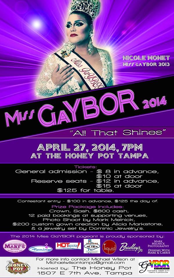 Show Ad | Miss GaYBOR | The Honey Pot (Tampa, Florida) | 4/27/2014