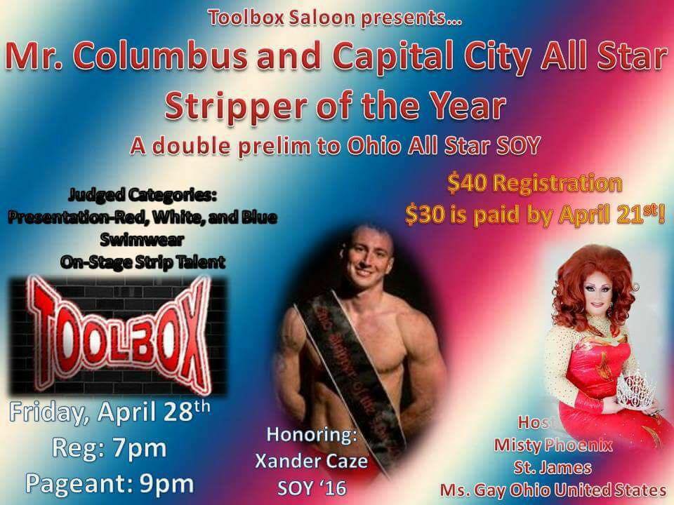 Show Ad | Mr. Columbus and Capital City Stripper of the Year | Toolbox Saloon (Columbus, Ohio) | 4/28/2017