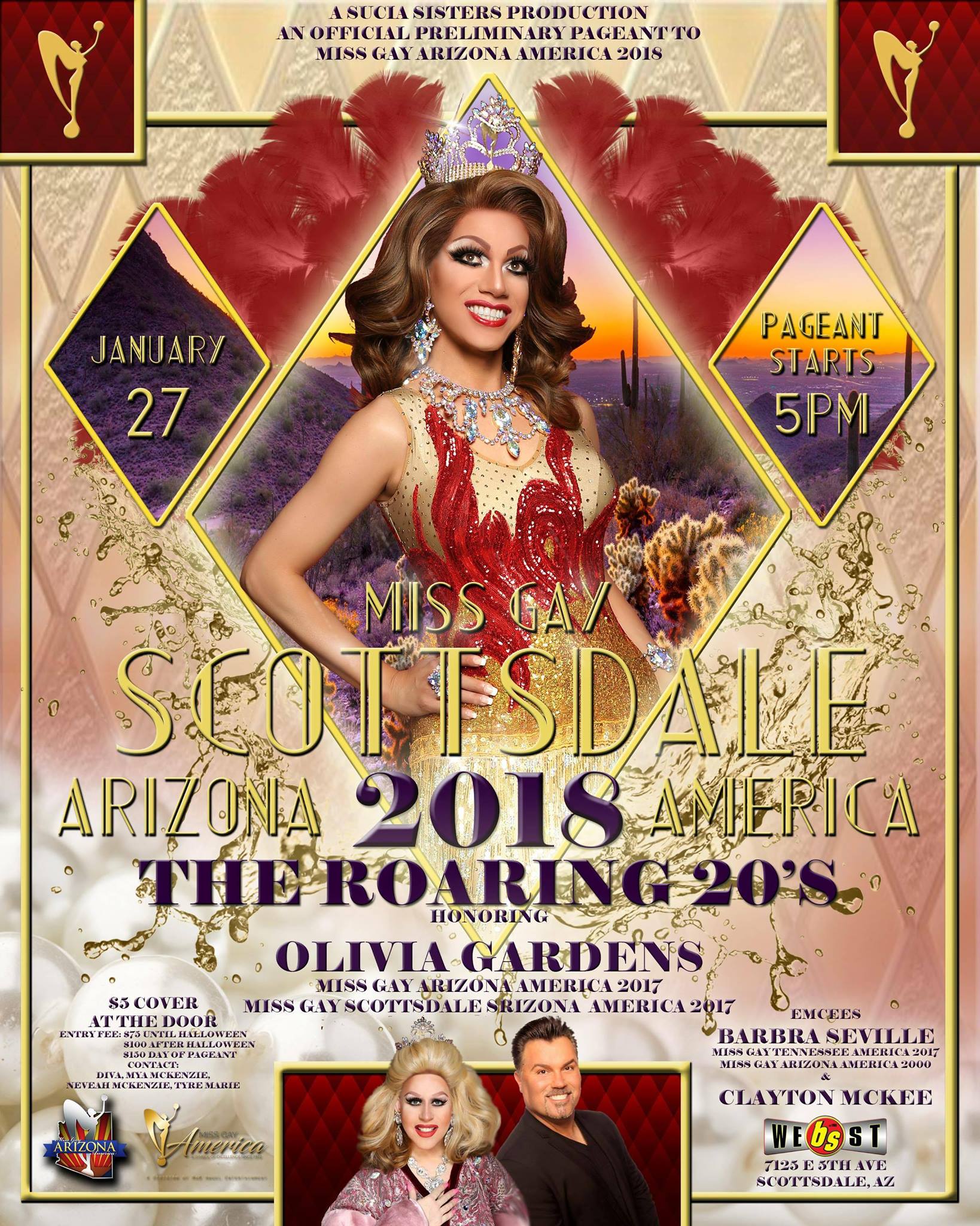 Show Ad | Miss Gay Scottsdale America | BS West (Scottsdale, Arizona) | 1/27/2018 | NOTE: This event was cancelled and no pageant was held for the 2018 season.