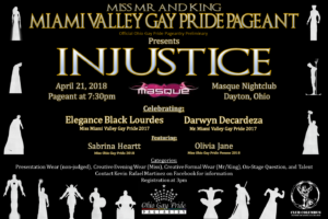 Show Ad | Miss Miami Valley Gay Pride, Mr. Miami Valley Gay Pride and Mr. Miami Valley Gay Pride King | Masque (Dayton, Ohio) | 4/21/2018