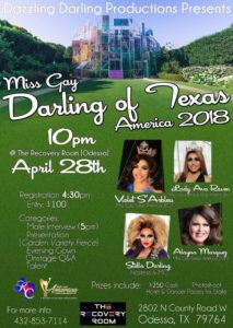 Show Ad | Miss Gay Darling of Texas America | The Recovery Room (Odessa, Texas) | 4/28/2018