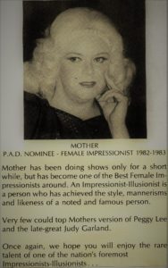 Bio for Mother when she was the 1982-1983 P.A.D. Nominee