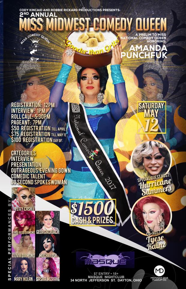 Show Ad | Miss Midwest Comedy Queen | Masque (Dayton, Ohio) | 5/12/2018