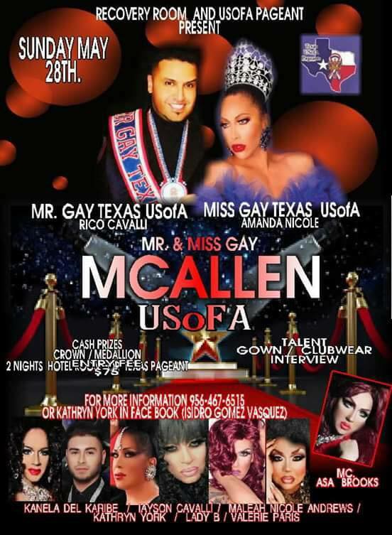 Show Ad | Mr. and Miss Gay McAllen USofA | Recovery Room Lounge (McAllen, Texas) | 5/28/2017