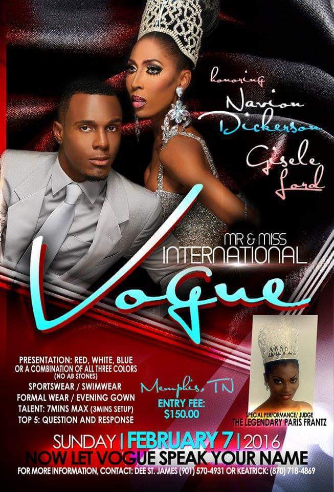 Show Ad | Mr. and Miss International Vogue | Lipstix (Memphis, Tennessee) | 2/7/2016