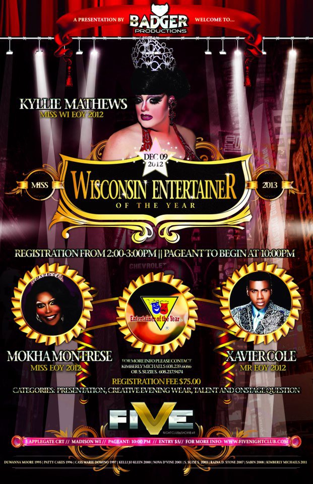 Show Ad | Wisconsin Entertainer of the Year, F.I. | Five Nightclub (Madison, Wisconsin) | 12/9/2012