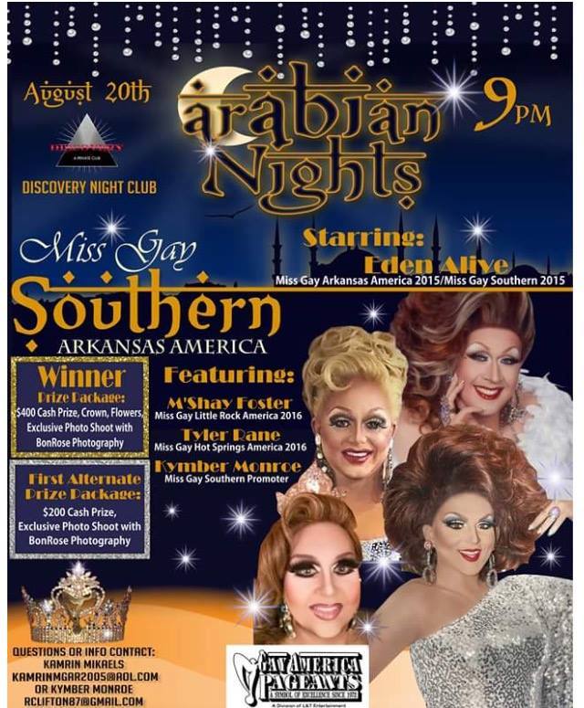Show Ad | Miss Gay Southern Arkansas America | Discovery Night Club (Little Rock, Arkansas) | 8/20/2016