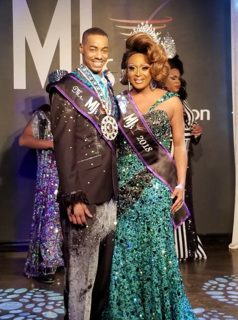 Shampaine Austen Lee and Leah Halston shortly after their respective wins as Mr. and Miss MJ's 2018 at MJ's on Jefferson in Dayton, Ohio on the night of February 24th, 2018.