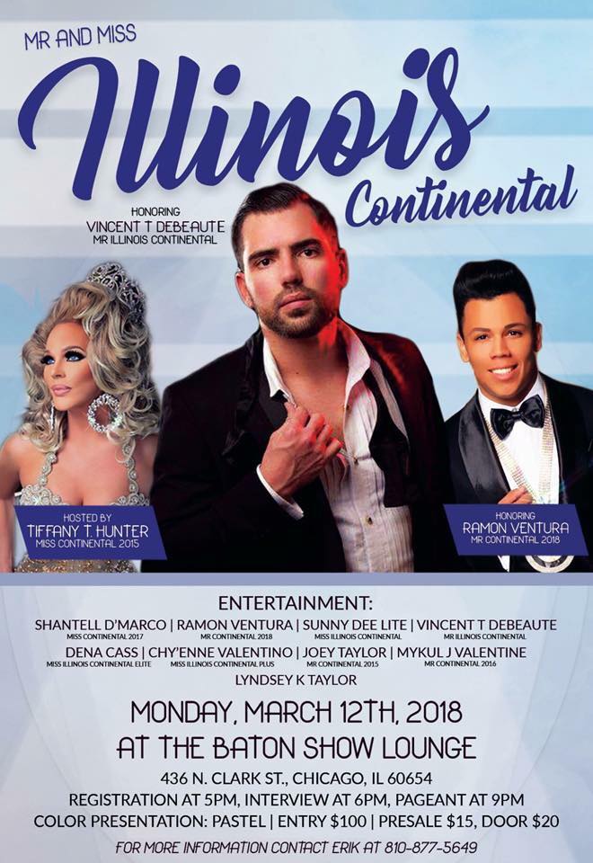 Show Ad | Miss Illinois Continental and Mr. Illinois Continental | The Baton Show Lounge (Chicago, Illinois) | 3/12/2018