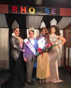 Miss Gay Toledo Ohio 2018 pageant held at R House (Toledo, Ohio) on the night of November 18th, 2017. Pictured left to right: MaKayla Styles (Miss Gay Toledo Ohio 2015), Matthew Allen Meade (Mr. Gay Ohio 2017), Sasha F. Mizrahe (Miss Gay Toledo Ohio 2018) and Ava Aurora Foxx (Miss Gay Ohio 2017).