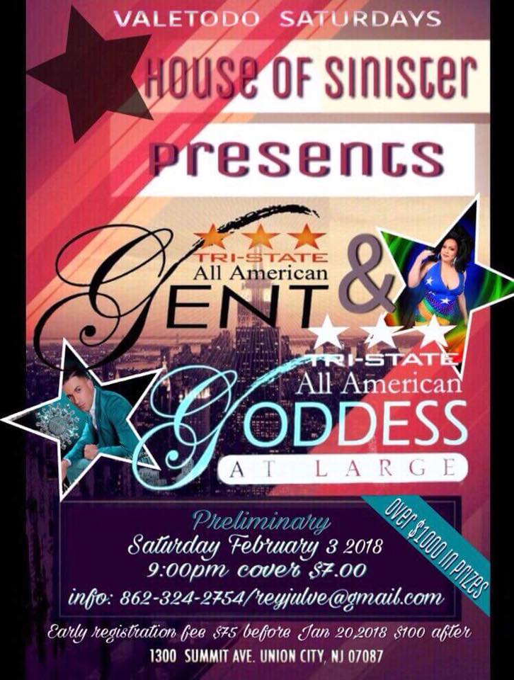 Show Ad | Tri-State All American Gent and Tri-State All American Goddess at Large | Union City, New Jersey | 2/3/2018